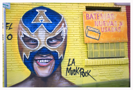 Mural, U.S/México border, Wrestling